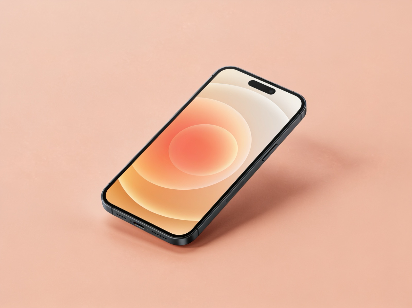 iPhone on peach background